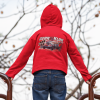 Hoodie Kind Rood Met Print Op Rug En Borst